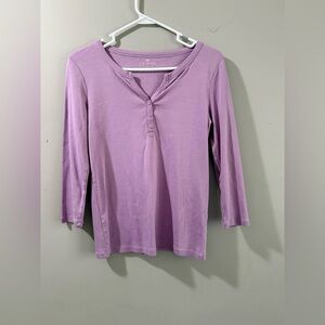 Talbots Lavender Henley Long Sleeve Tee